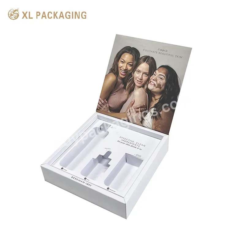 Customized Hinged Card Paper Magnets Cosmetics Packaging Box With Insert Holes