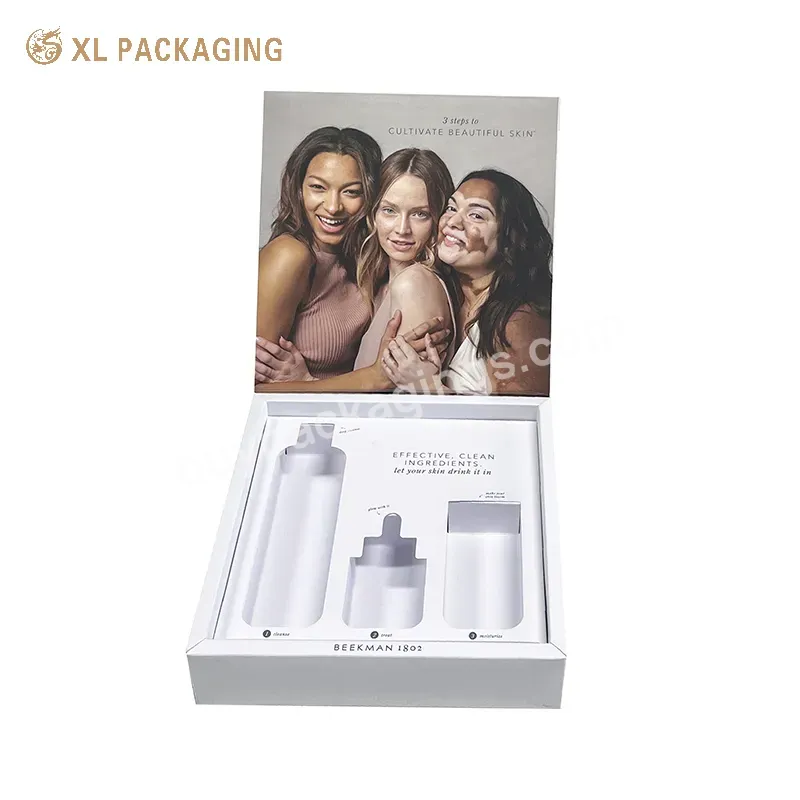 Customized Hinged Card Paper Magnets Cosmetics Packaging Box With Insert Holes