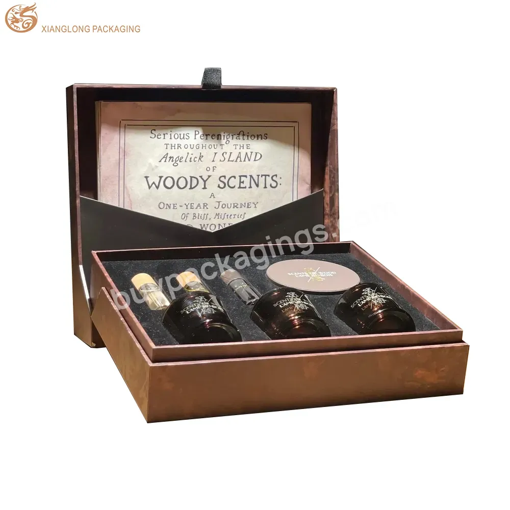 Customized Hinged Lid Suitcase Rigid Paper Box Wine Skincare Perfume Collection Box With Foam Tray