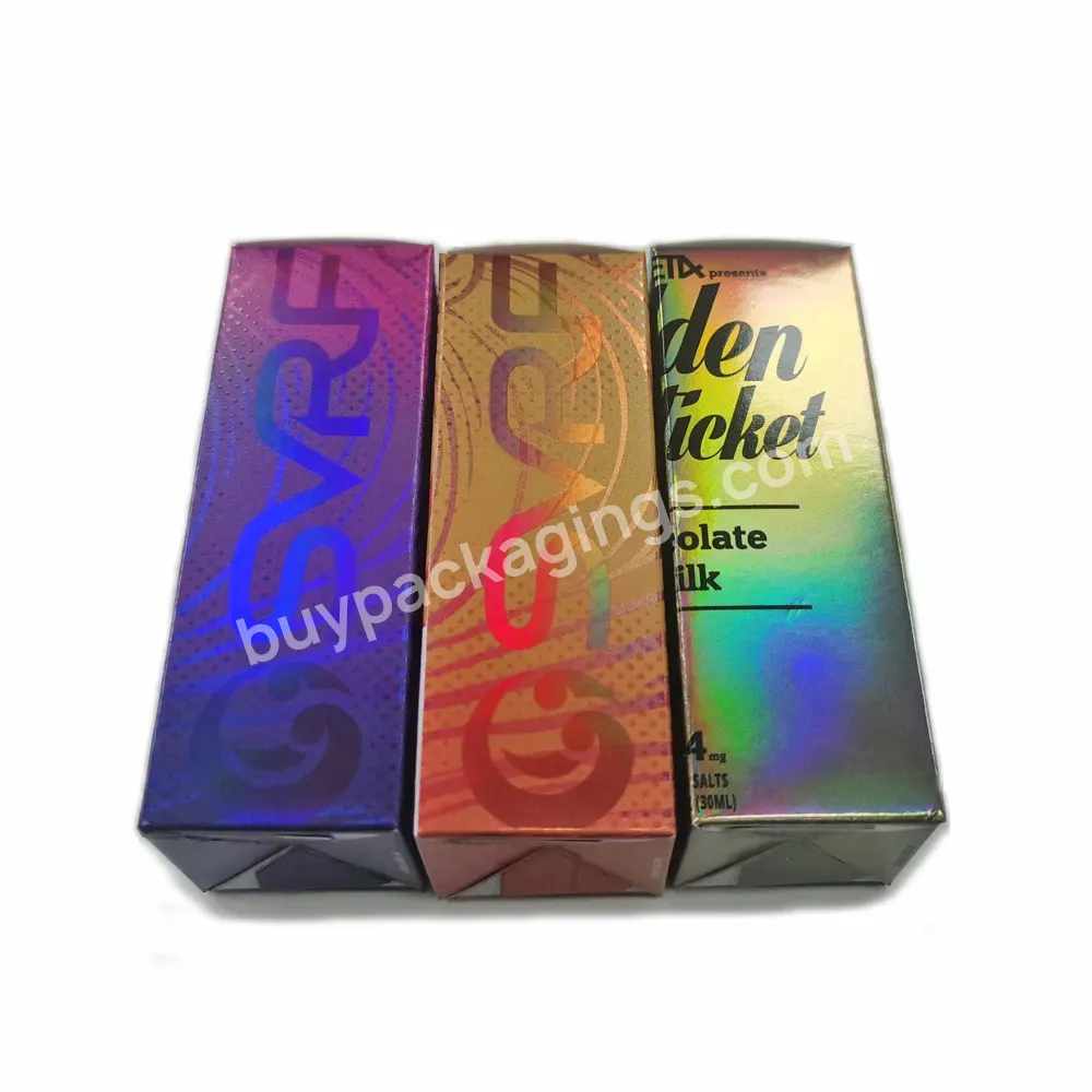 Customized Holographic Paper Lip Gloss Box Easy Folding Auto Close Bottom Eyelash Holographic Foil Paper Packaging Box