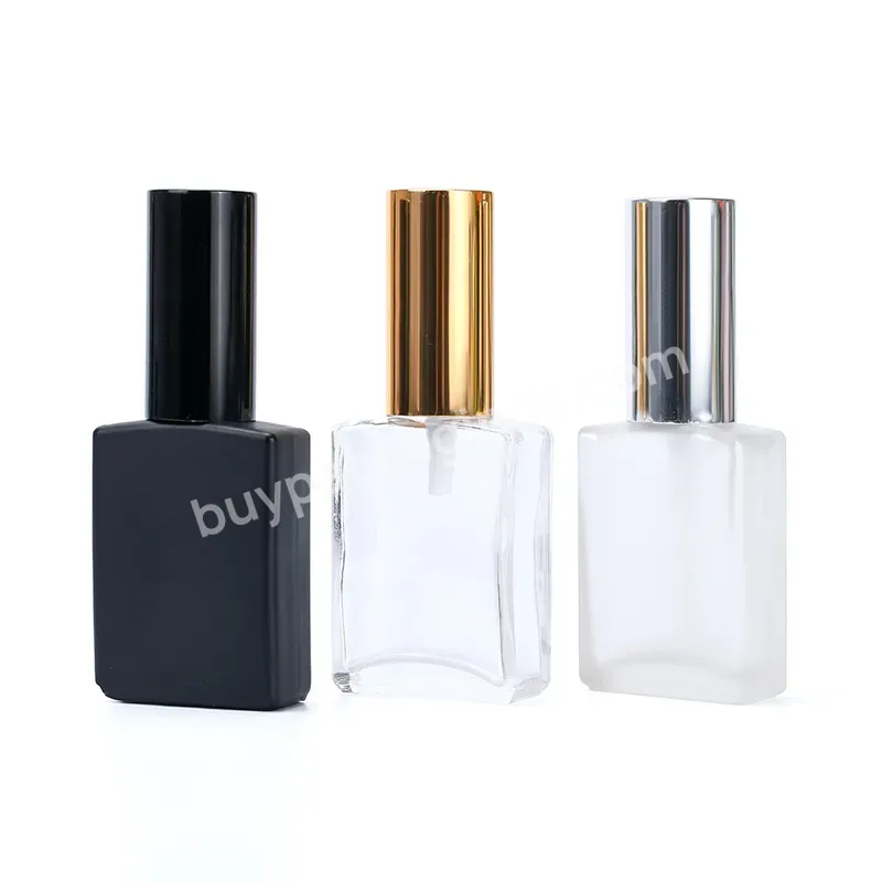 Customized Logo Cosmetic Square Rectangle Violet Matte Black 30 50 100ml Fragrance Oil Glass Perfume Bottle With Spray Pump Cap