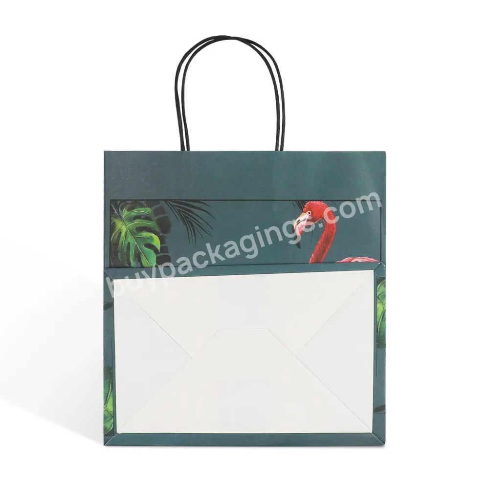 Customized Logo Design White Kraft Paper Shopping Packaging Handle Bag China Takeaway Food