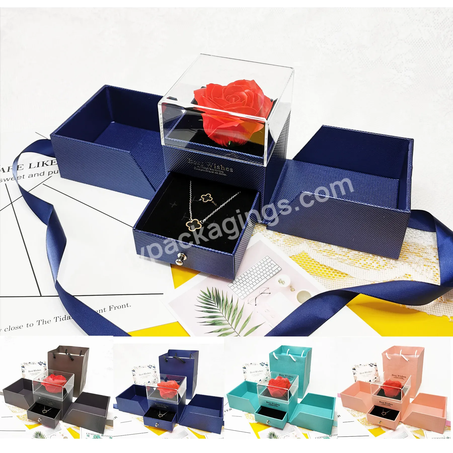 Customized Logo Rose Packing Box Gift Luxury Wholesale Florist Flower Boxes With Ribbon
