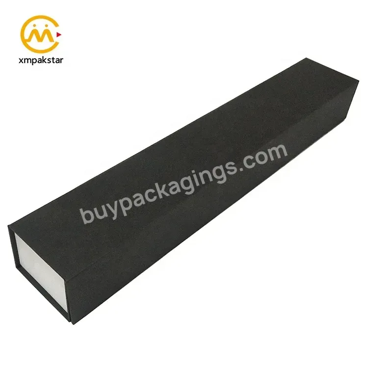 Customized Long Rectangular Paper One Rose Packing Cardboard Foldable Magnetic Black Box Packaging