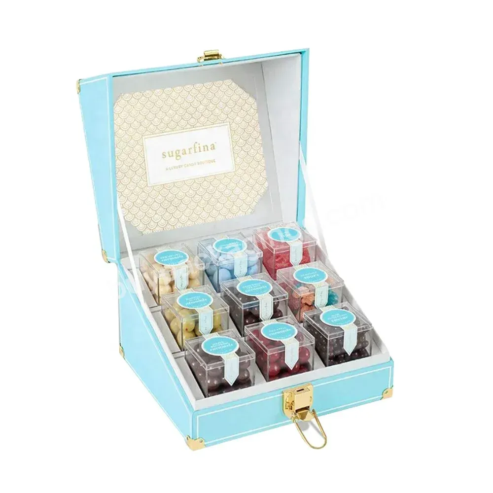 Customized Luxury Pu Leather Cardboard 9 Acrylic Box Sets Wedding Celebration Candy Packaging Gift Display Box