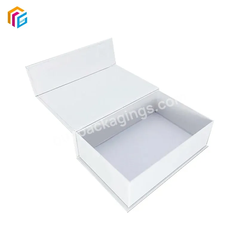 Customized Luxury White Magnetic Boxes Flap Clothing Packaging Paper Box Foldable Magnetic Closure Gift Boxes With Ribbon