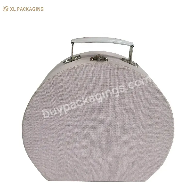 Customized Pink Color Half Round Suitcase Paper Packaging Box Cosmetic Packaging Box With Metal Lock