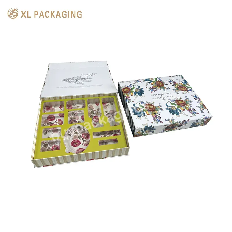 Customized Popular Design Big Empty Magnet Closure Cosmetic Packaging Box With Pvc Tray