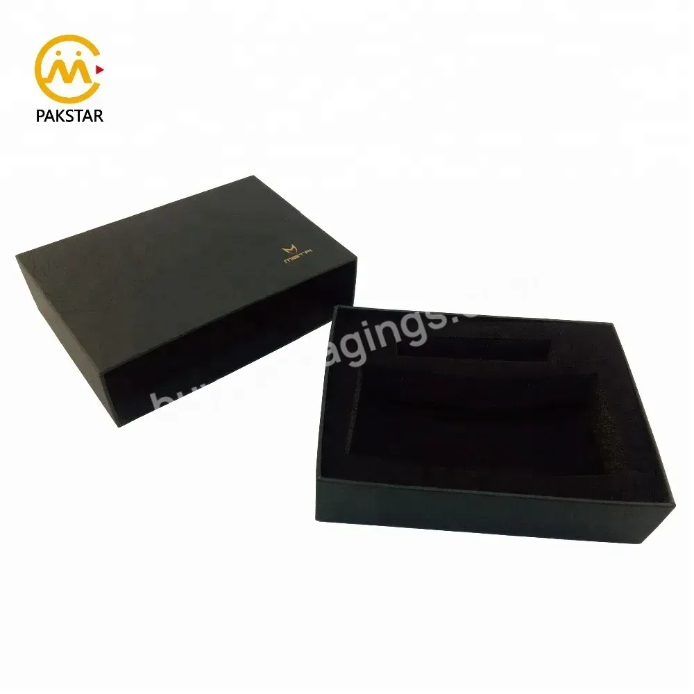 Customized Printed Black Paper Packaging Sliding Drawer Cosmetic Gift Box With Gold Foil Logo