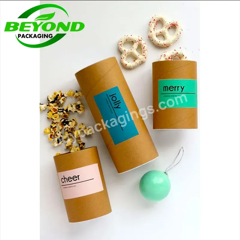 Customized Printing Logo Biodegradable Tea Box Container Cardboard Cylinders Round Gift Kraft Paper Tube