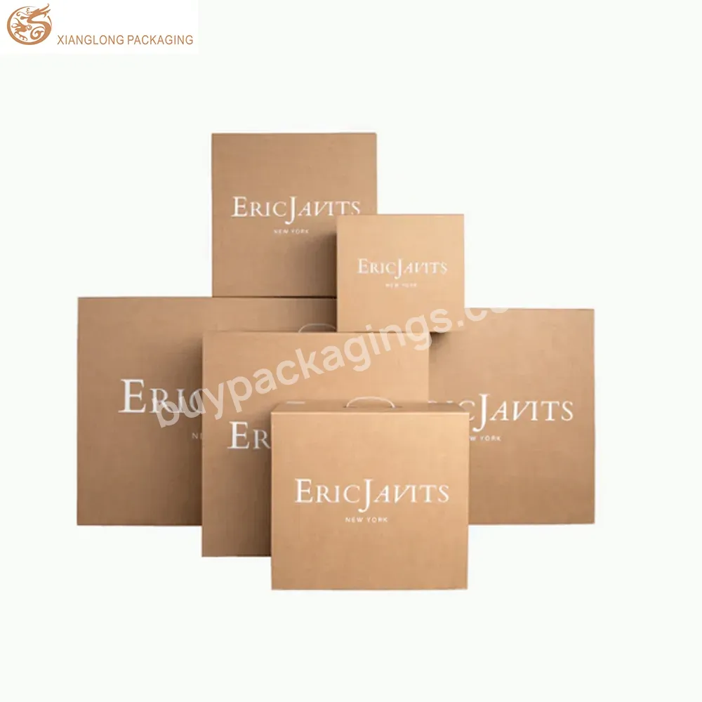Customized Recyclable Foldable Kraft Paper Clothing Cosmetic Beauty Packaging Rigid Paper Box With Handle