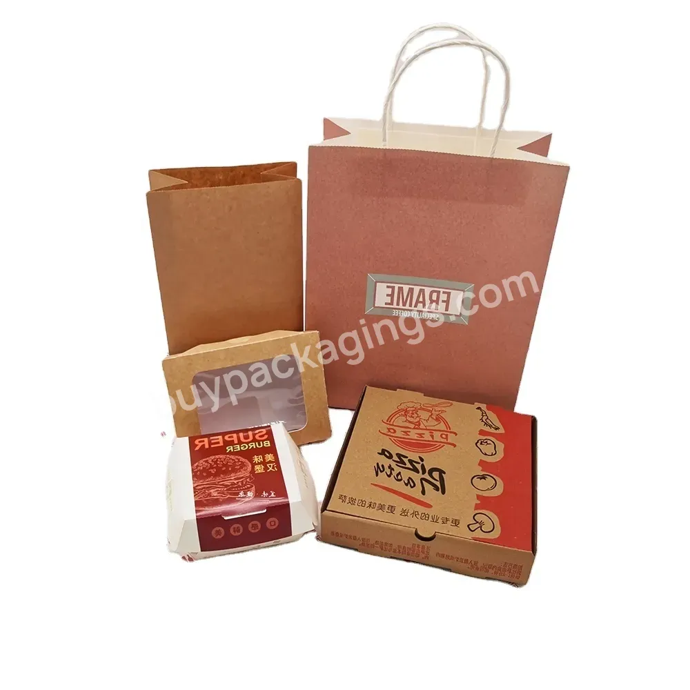 Customized Recyclable Food Direct Contact Kraft Paper Box Tray Bag For Takeaway Fast Street Food Burger Sandwich Hotdog Bread - Buy Custom Printing Various Surface Finishing Choices Including Hot Stamping Spot Uv Matte Hologram Foil Deboss/embossing