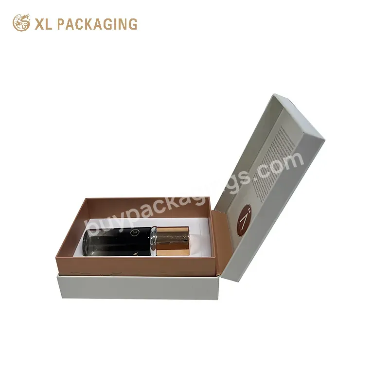 Customized Rose Gold Foil Logo Texture Paper Cosmetic Hinged Paper Packaging Box With Foam Tray Holder