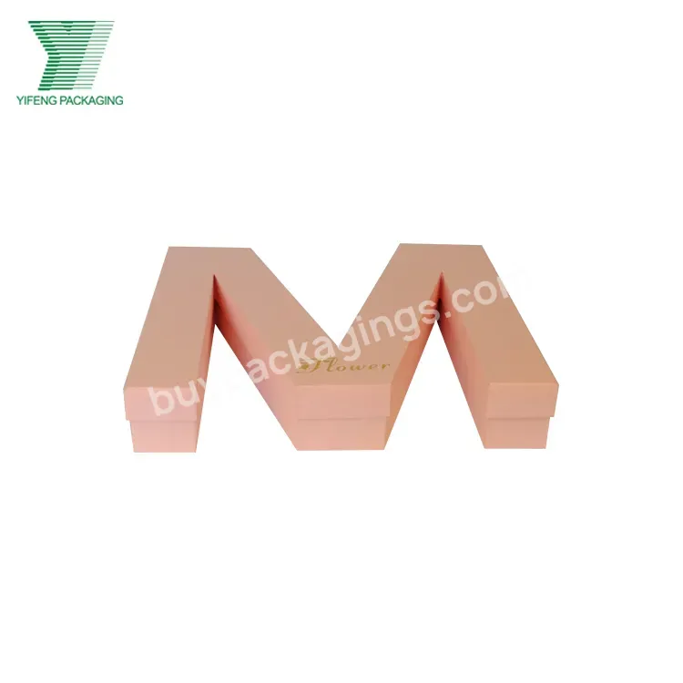 Customized Single Paper Flower Boxes Letter Shape Cardboard Package Box For Gift Packing