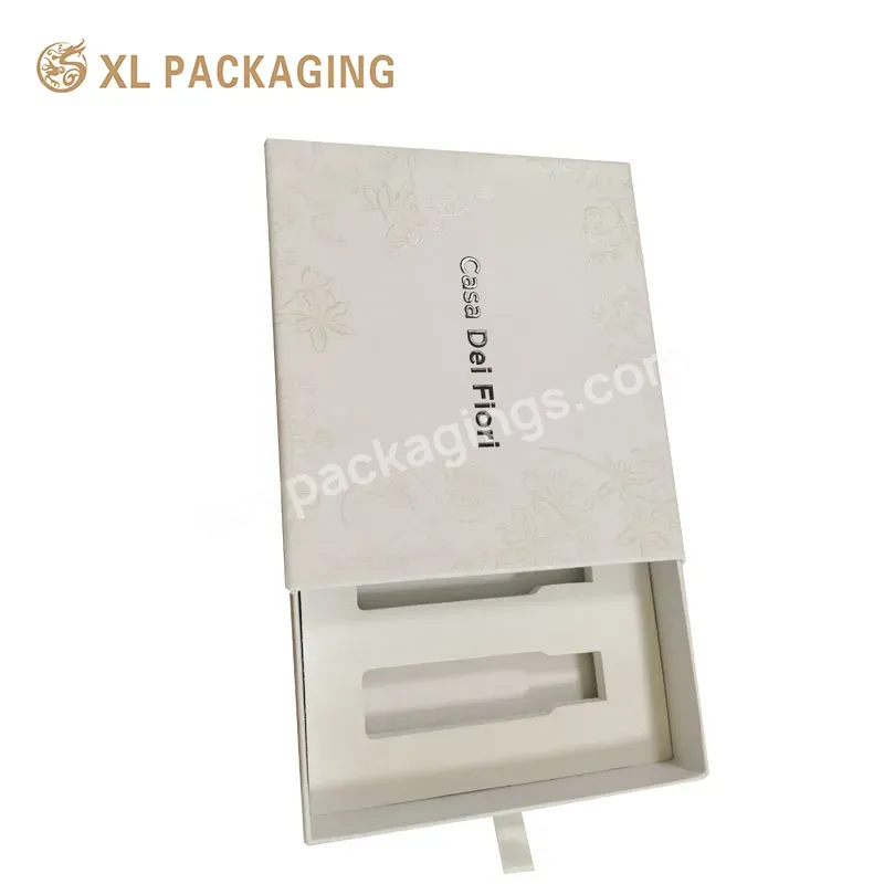 Customized Uv Spot Printing Recycle Cosmetic Skincare Packaging Drawer Box With High Dense White Eva Insert