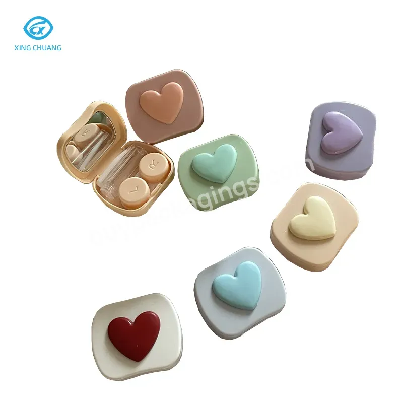 Cute Macaron Contact Lens Case Portable Advanced Touch Contact Lens Case Delicate Compact Double Companion Case