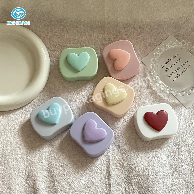 Cute Macaron Contact Lens Case Portable Advanced Touch Contact Lens Case Delicate Compact Double Companion Case