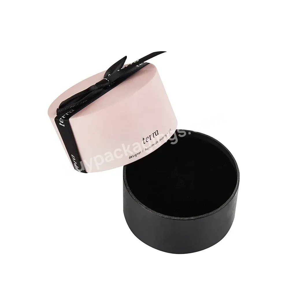 Cylinder Shape Small Cardboard Cute Unique Gifts Rings Wedding Round Jewelry Box With Ribbon