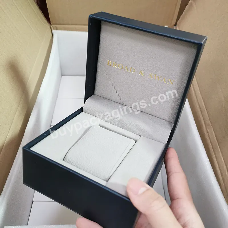 Dark Blue / Black Leather Box For Watch Cheap Single Pu Watch Packaging Box With Logo Custom - Buy Leather Watch Box For Men,Cheap Watch Box,Custom Logo Leather Watch Box.