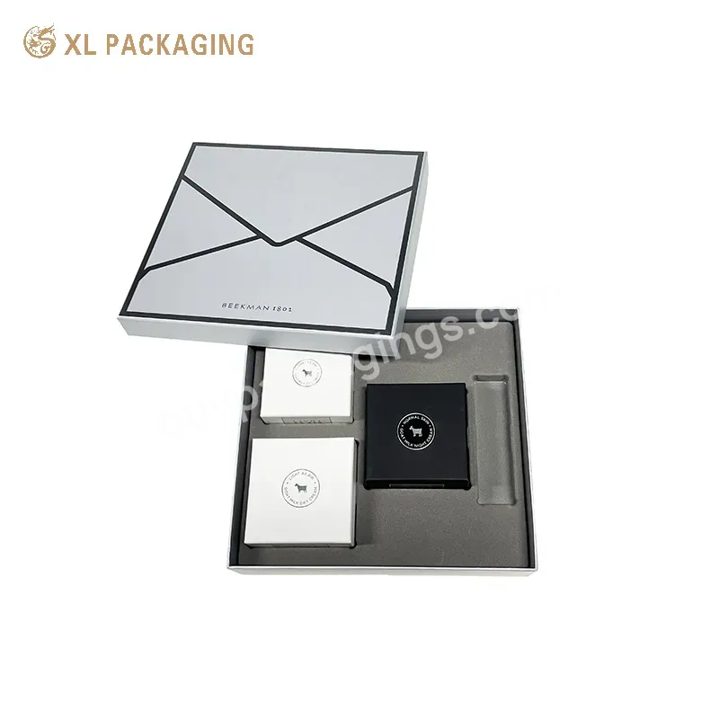 Design Custom High Quality Eco Friendly Paper Gift Box Perfume Cosmetic Skincare Packaging Lid Base Box With Tray