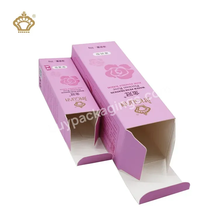 Double Glued Skincare Product Folding End Cardboard Box Pink Uv Printed Custom Paper Card Box