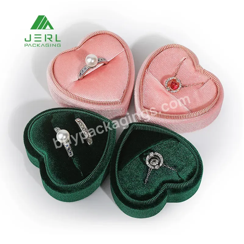 Double Ring Velvet Heart Pair Ring Boxes