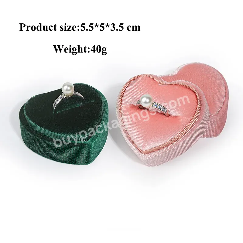 Double Ring Velvet Heart Pair Ring Boxes - Buy Velvet Pair Ring Box,Velvet Heart Ring Boxes,Velvet Double Ring Box.