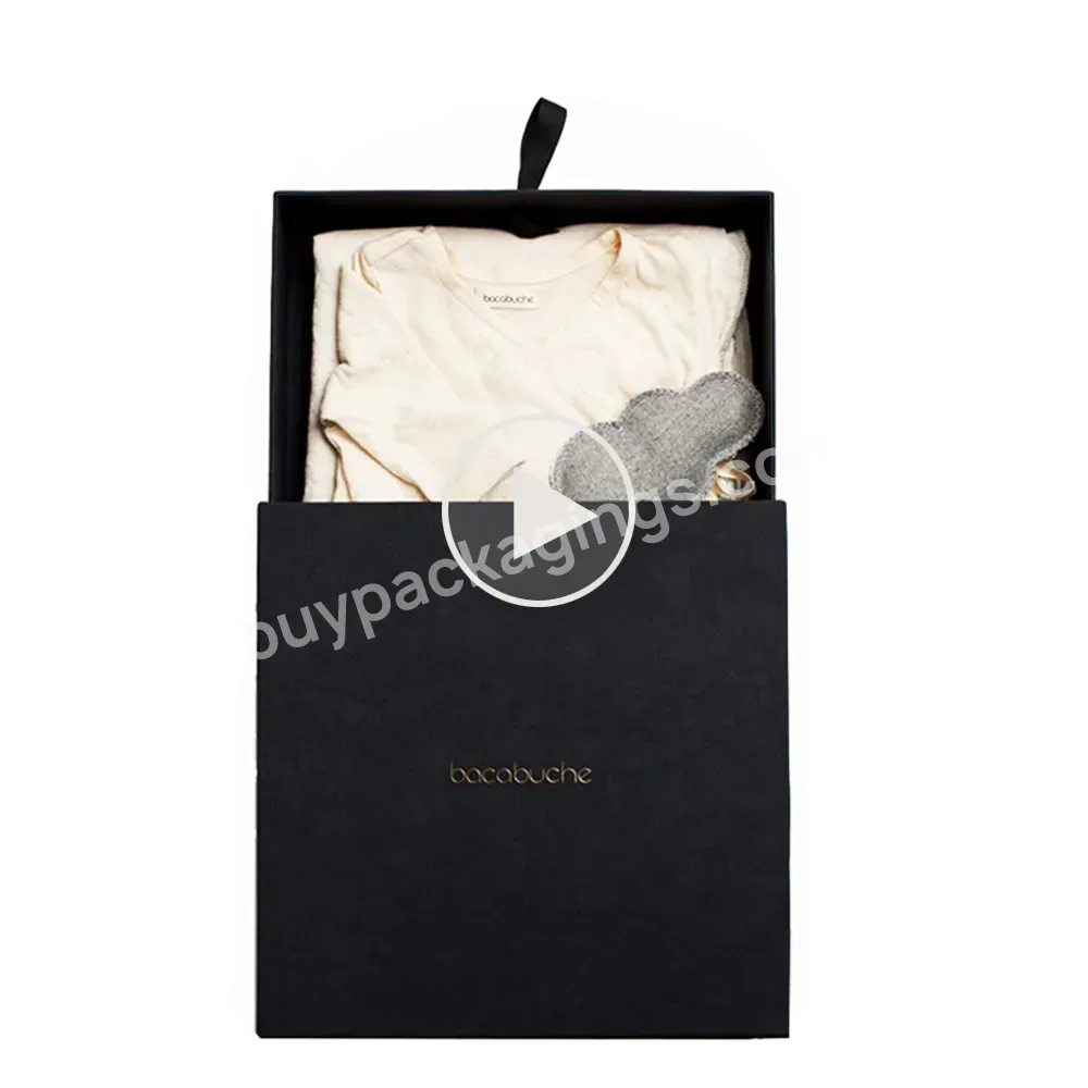Drawer Style Paper T-shirt Packaging Box Elegant Foil Golden