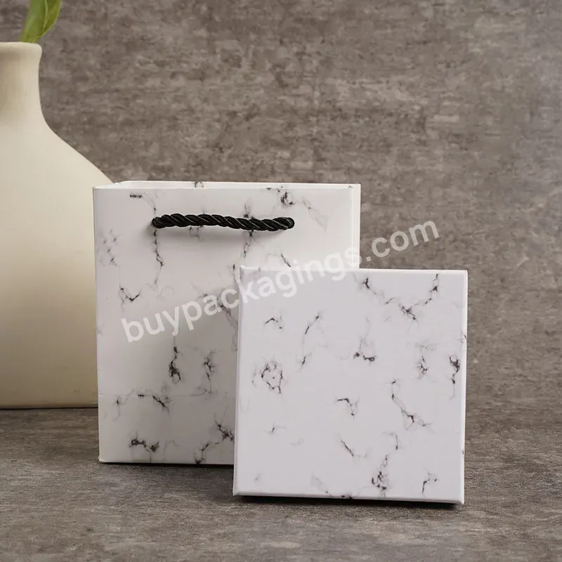 Earrings Rings Necklace Bracelet Package Gift Paper Box Classic Simple White Marble Grain In Stock Jewelry Packaging Box With Fo