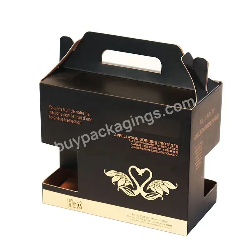 Easy Assembled Wine Carrier Boxes White Kraft Paper Corrugated Boxes With Handle For Beer Packaging