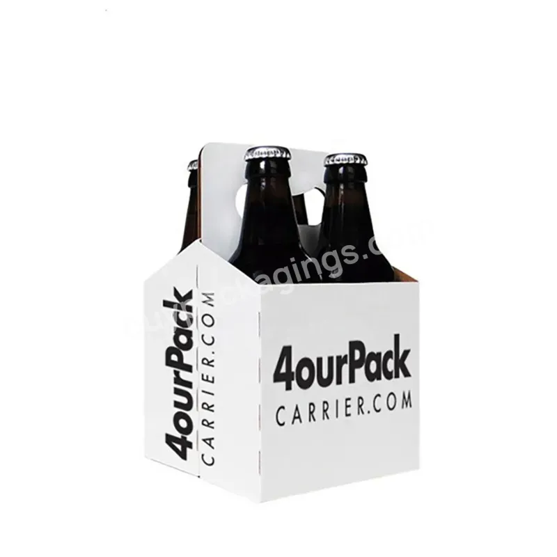 Easy Assembled Wine Carrier Boxes White Kraft Paper Corrugated Boxes With Handle For Beer Packaging
