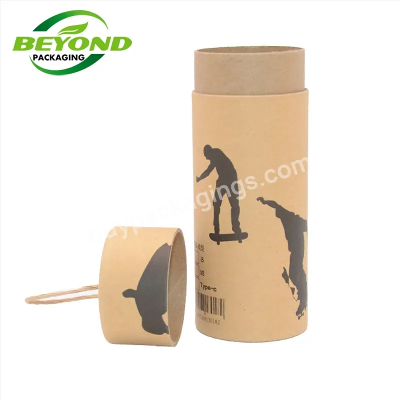 Eco Friendly Biodegradable Manufacture Round Cylinder Paper Tube Packaging With Handle On Top For Gift