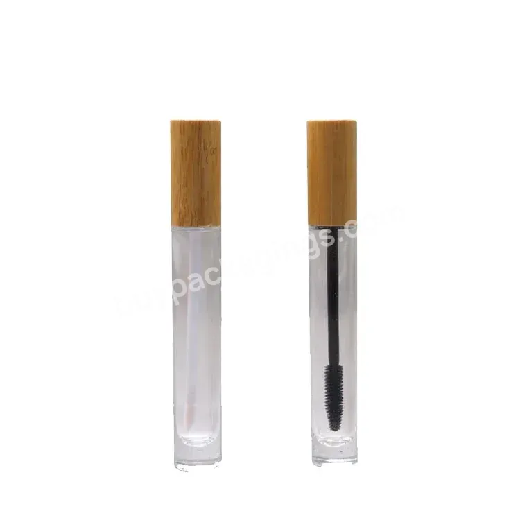 Eco Friendly Cosmetic Packaging Glass Mascara With Bamboo Brush - Buy Glass Mascara,Glass Lip Gloss Container,Mascara Container.