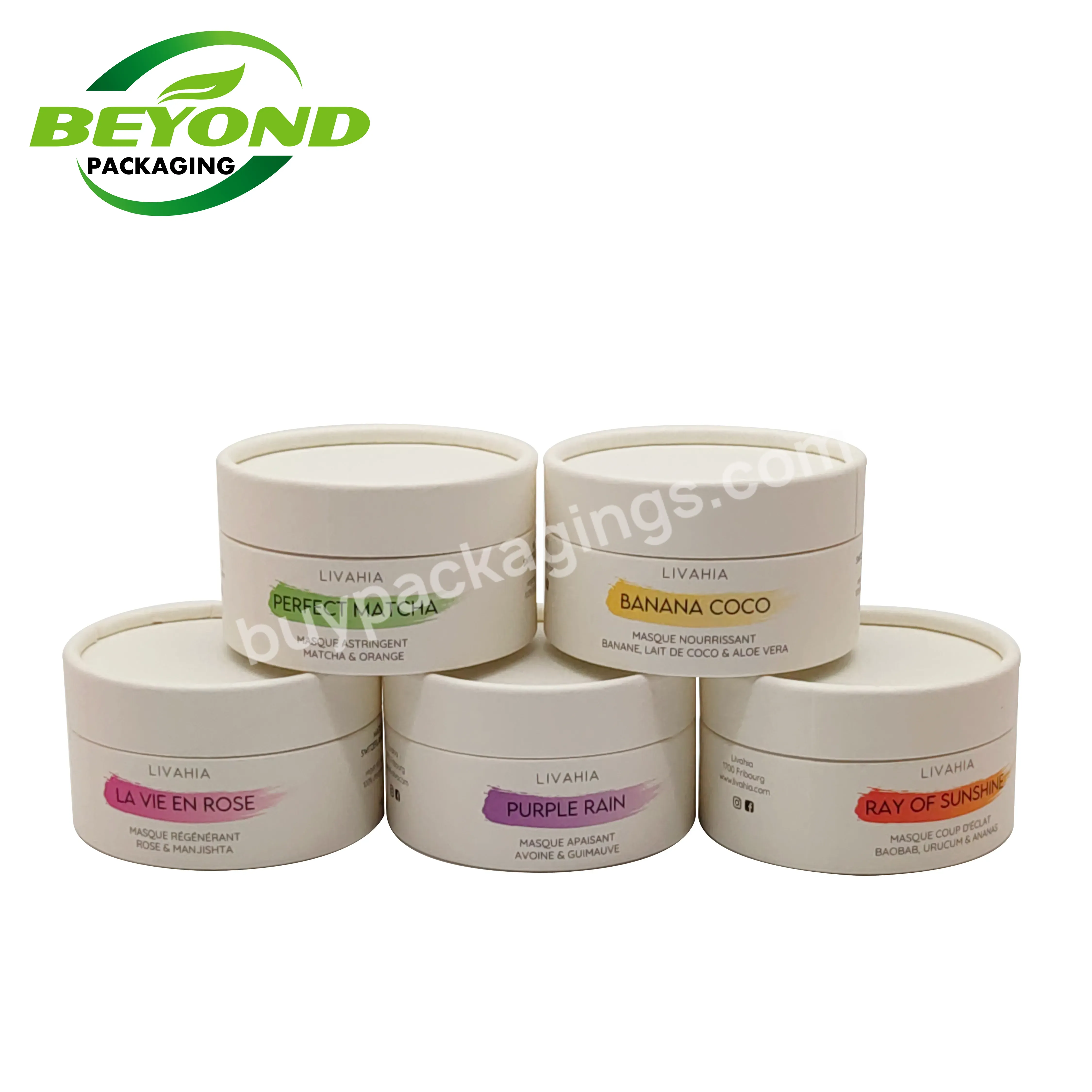 Eco Friendly Cylinder Packaging Box Biodegradable Cosmetic Kraft Paper Cardboard Packaging Container For Body Cream