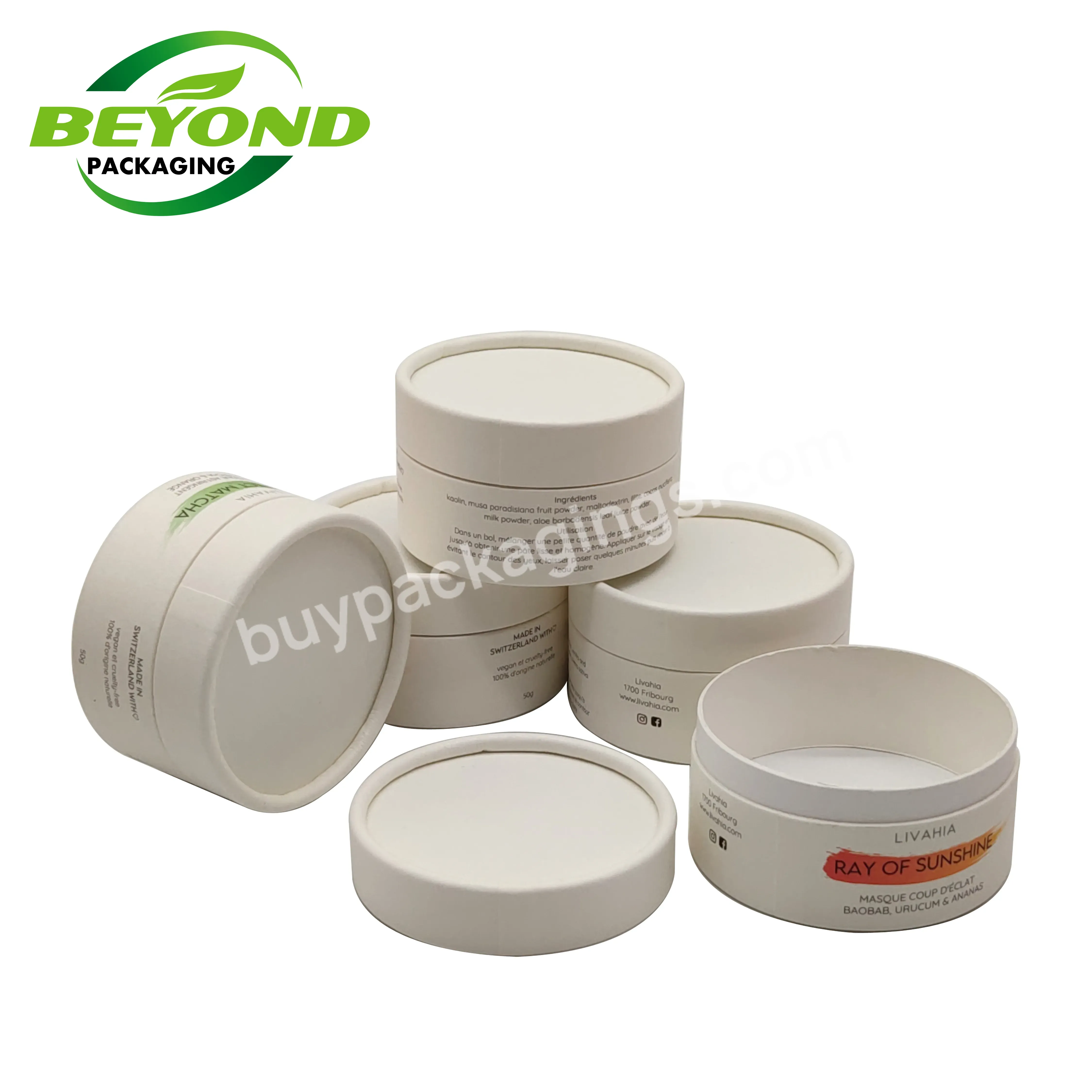 Eco Friendly Cylinder Packaging Box Biodegradable Cosmetic Kraft Paper Cardboard Packaging Container For Body Cream