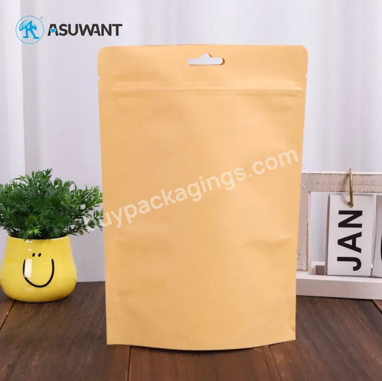 Eco Friendly Disposable Zipper Self Heating Kraft Paper Food Packaging Stand Up Bag For Meat,Pork,Beef,Sea Food