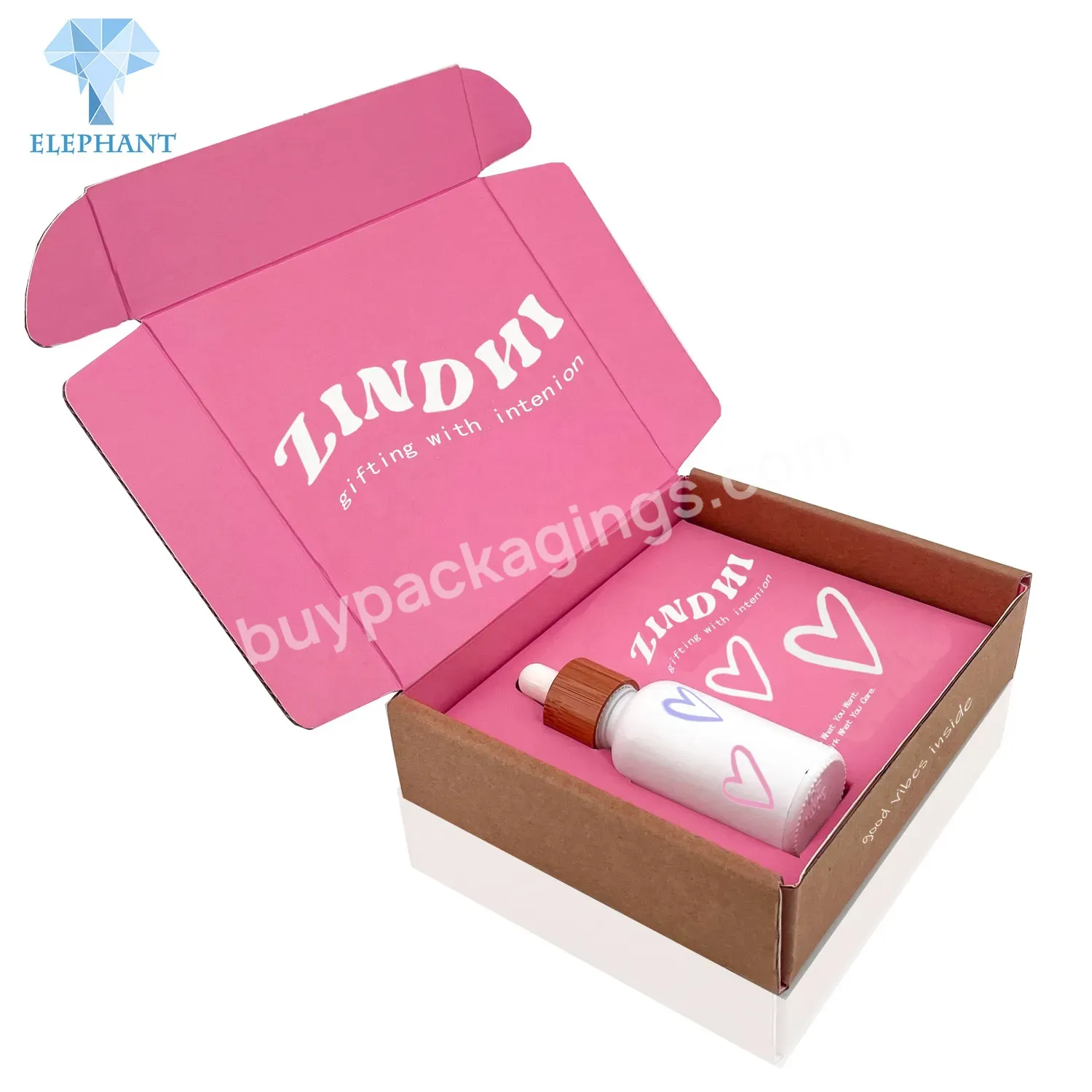 Eco-friendly Kraft Printing Pink Paper Product Packaging Corrugated Folding Foldable Box Mailers