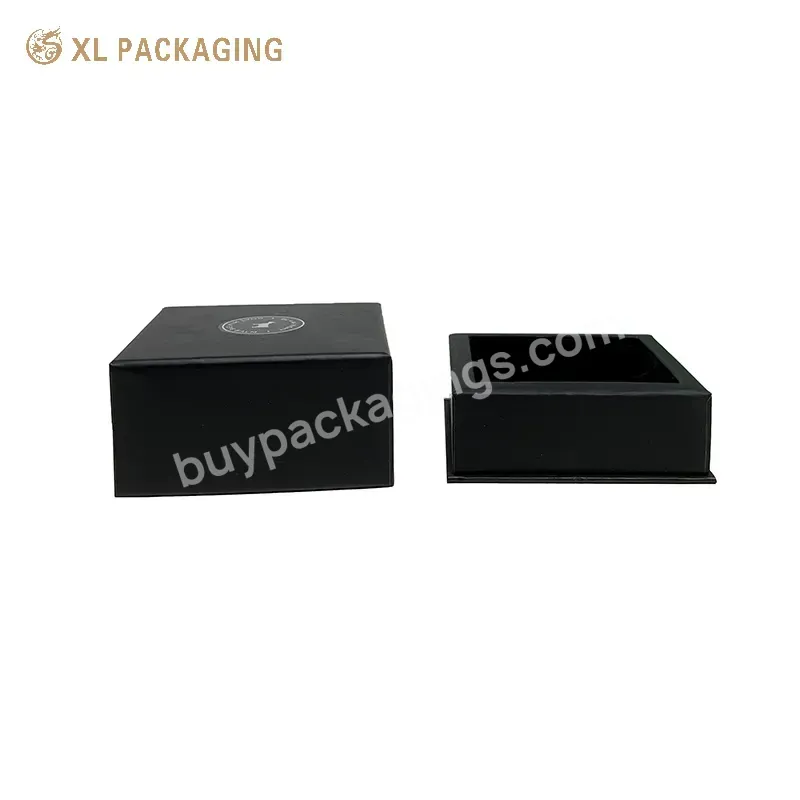 Eco Friendly Luxury Black Cosmetic Paper Box Lid And Base Face Cream Box Skincare Gift Box Packaging With Tray