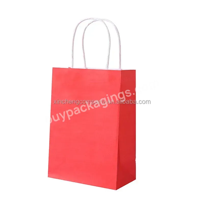 Eco-friendly Reinforced Handle Craft Paper Bags Custom Printed Logo Solid Durable Bottom Brown Kraft Paper Bag