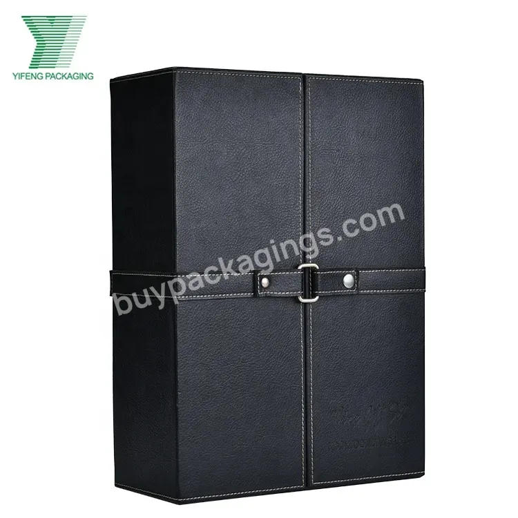 Elegant Customized Magnetic Black Rigid Cardboard Paper Wine Glass Packaging Gift Boxes Paperboard Wine Box For Packing