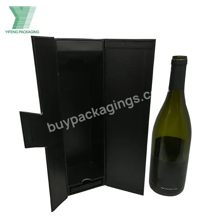 Elegant Customized Magnetic Black Rigid Cardboard Paper Wine Glass Packaging Gift Boxes Paperboard Wine Box For Packing