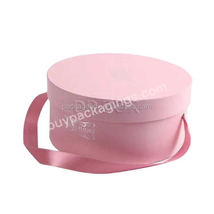 Elegant Modern Design Round Pink Box Flowers Recyclable Paperboard Gift Tube Custom Fashional Packaging