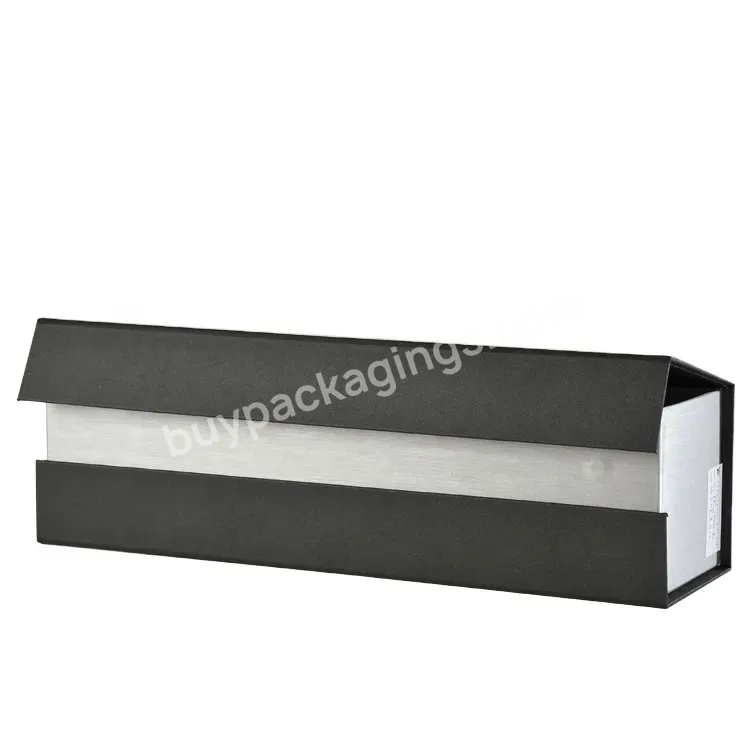Elegant Rigid Paper Magnetic Closure Packaging Whiskey Single Bottle Glass Wholesale Gift Wine Box Black Logo With Foam Insert