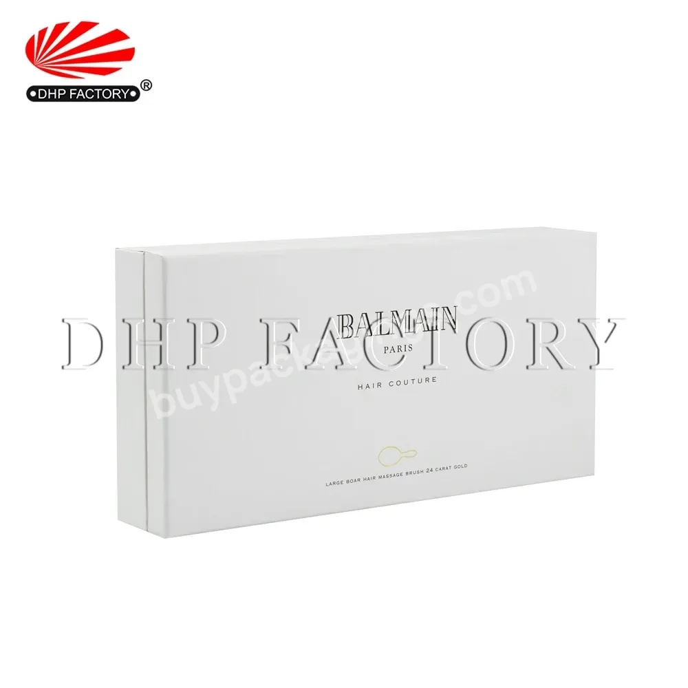 Elegant White Design 4mm Thickness Hard Gray Board Customized Blister Form Hair Brush Packaging Paper Gift Box Set