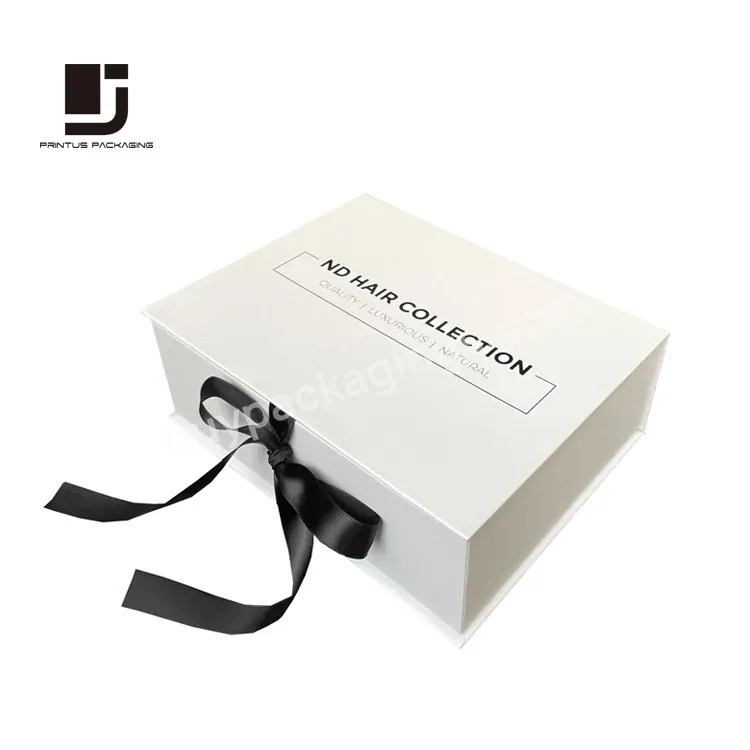 Elegant White Gift Boxes With Ribbon For Hair Extension