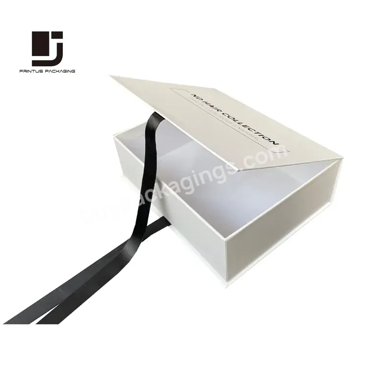 Elegant White Gift Boxes With Ribbon For Hair Extension