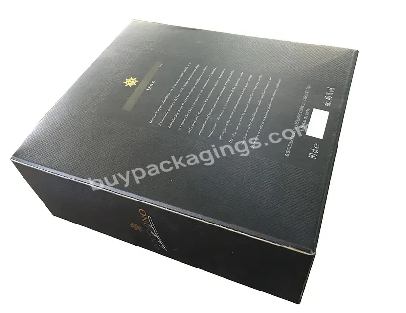 Emboss Texture Black Wine Box Custom Brandy Packaging Box Custom Printed Durable Corrugated Paper Wine Box With Die-cut Window