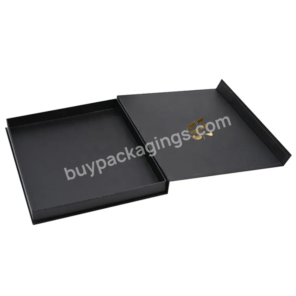 Embossed Logo Gold Foil Matte Black Customized Design Pen Set Packing Magnetic Gift Box With Closure