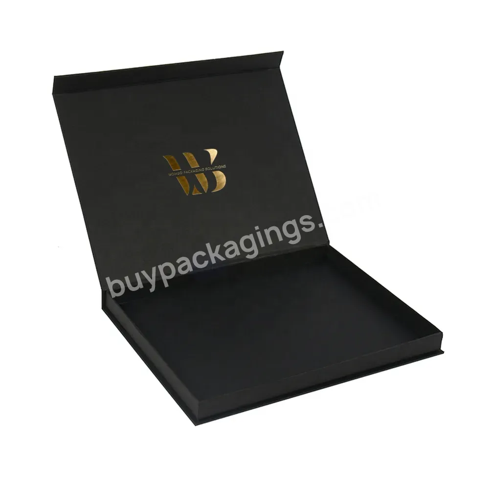 Embossed Logo Gold Foil Matte Black Customized Size Eye Shadow Packaging Magnetic Gift Box With Closure