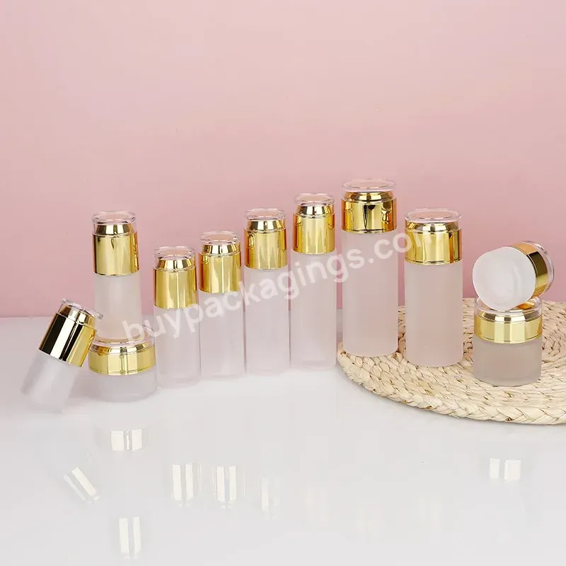 Empty Glass Bottle And Jar Cosmetic Set 15g 20g 30g 50g Glass Cream Jar 20ml 30ml 50ml 100ml 120ml Skincare Glass Bottle